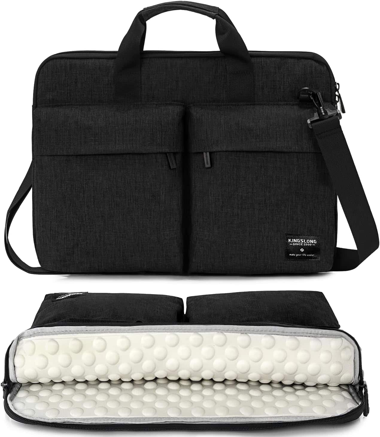 Wikistore - 17-17.3 Inch Slim Laptop Bag Computer Carrying Case with Shoulder Strap for Acer Asus Lenovo HP - Black