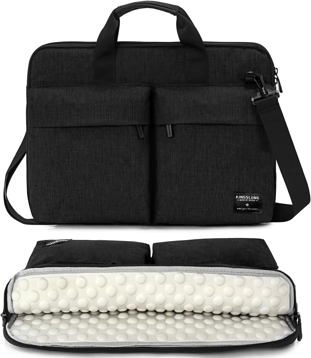 Wikistore - 17-17.3 Inch Slim Laptop Bag Computer Carrying Case with Shoulder Strap for Acer Asus Lenovo HP - Black