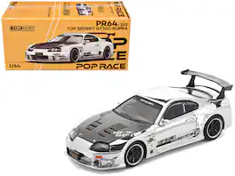Toyota Supra "Top Secret" GT300 RHD (Right Hand Drive) Silver Chrome 1/64 Die Cast Model Car by Pop Race