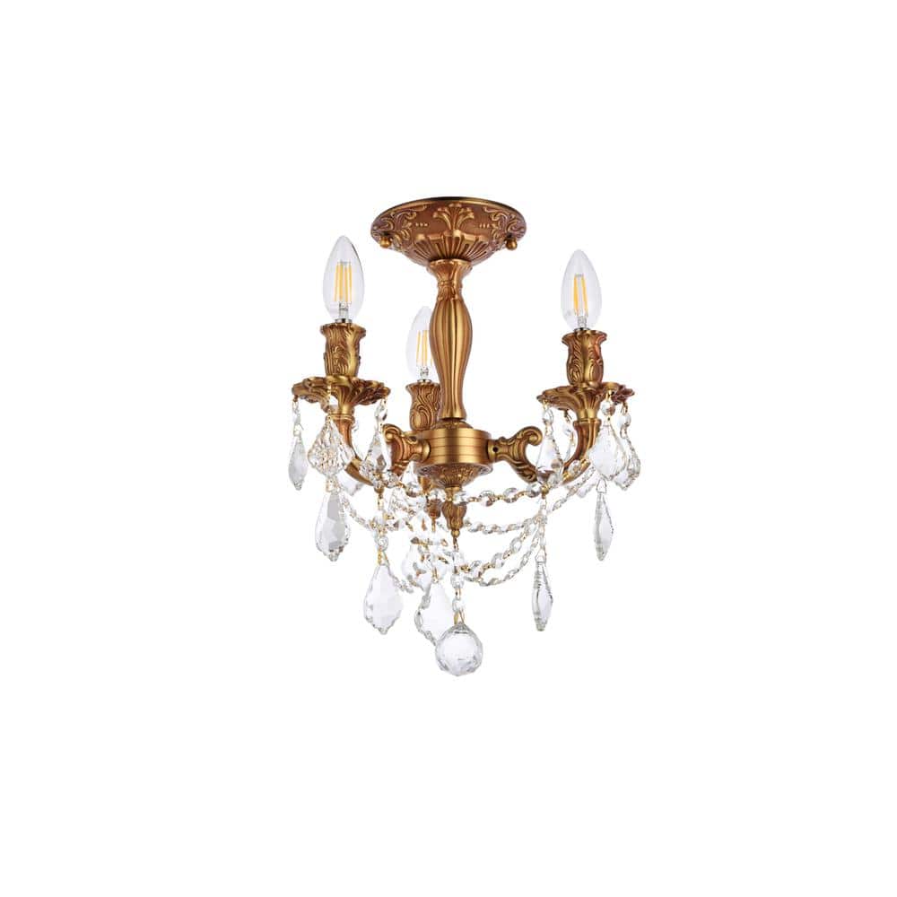 Elegant Lighting - Rosalia 3 light Flush Mount Clear Royal Cut Crystal - French Gold price history on PriceWatchPro