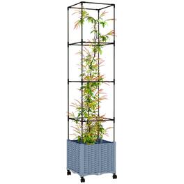 Outsunny - Raised Garden Bed with Trellis, 71.7" Tomato Cage with Lockable Wheels, Self Watering Outdoor Planter Box