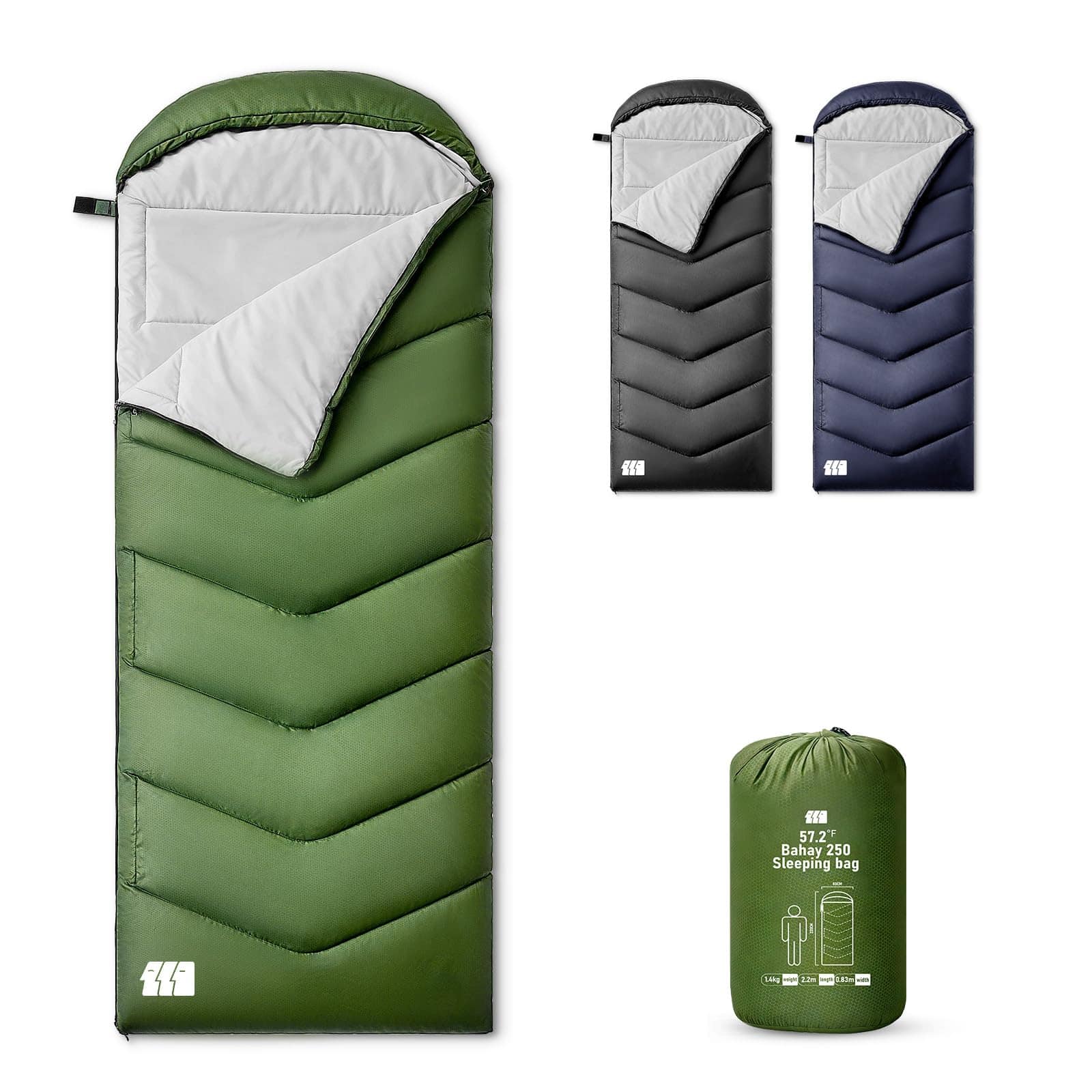 Dapper Styles - Sleeping Bags For Adults Warm Weather Lightweight Camping Hiking Traveling PolyesterImported Advanced Warmt - 3lb-Green(R Zip)