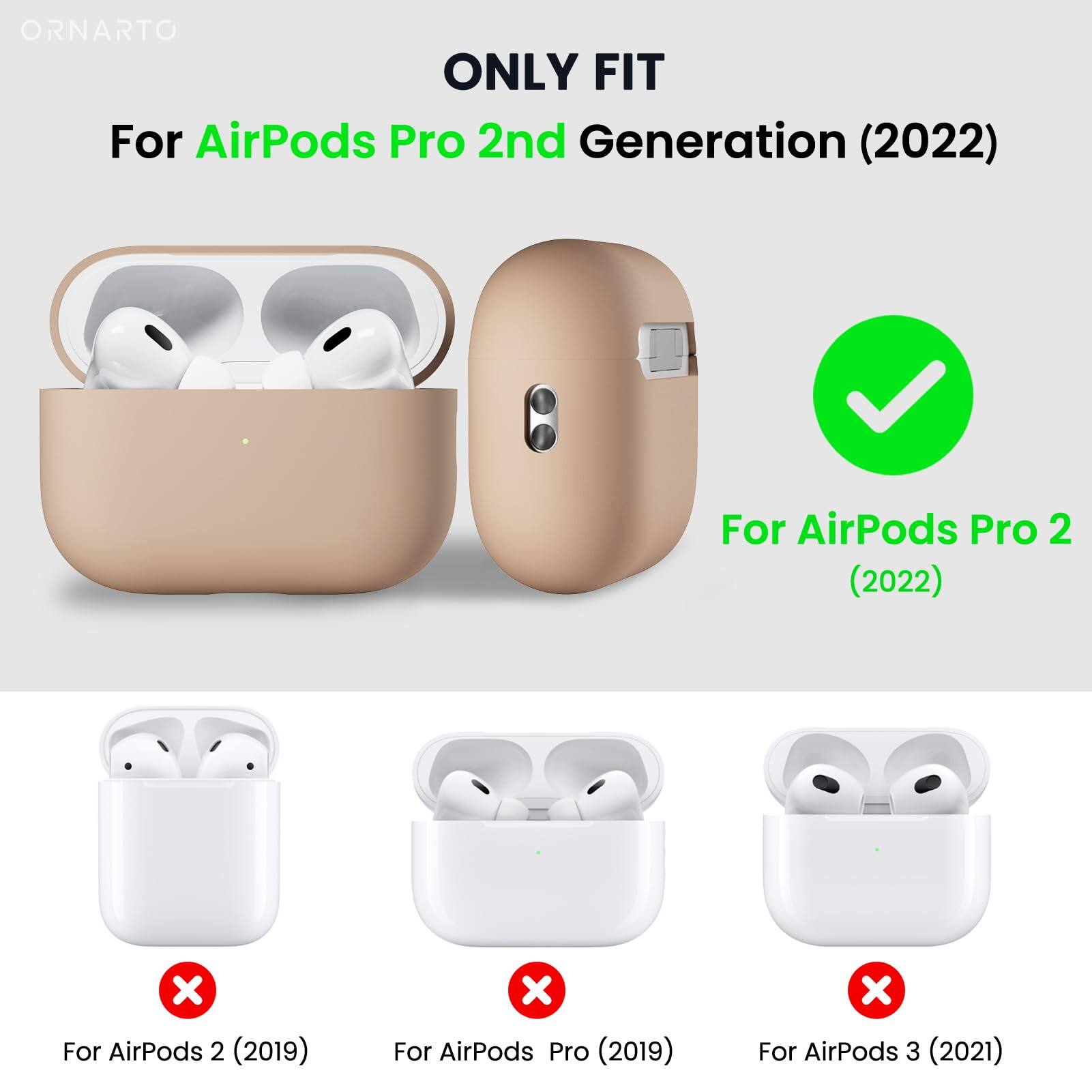 ORNARTO ONLY FIT For AirPods Pro 2nd Generation (2022) For AirPods Pro 2 (2022) x For AirPods 2 (2019) x For AirPods Pro (2019) x For AirPods 3 (2021)