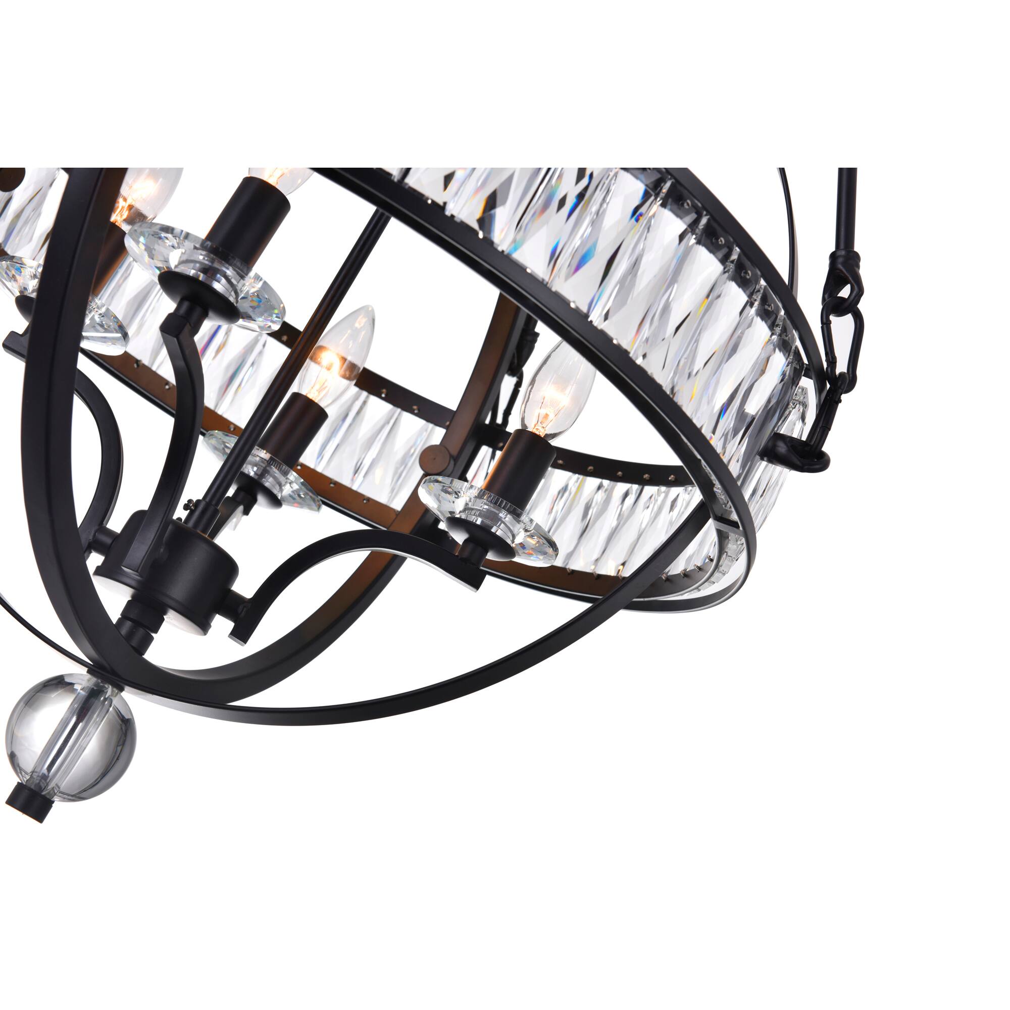 Angle. CWI Lighting - Arkansas 4 Light Chandelier With Black Finish - Black.