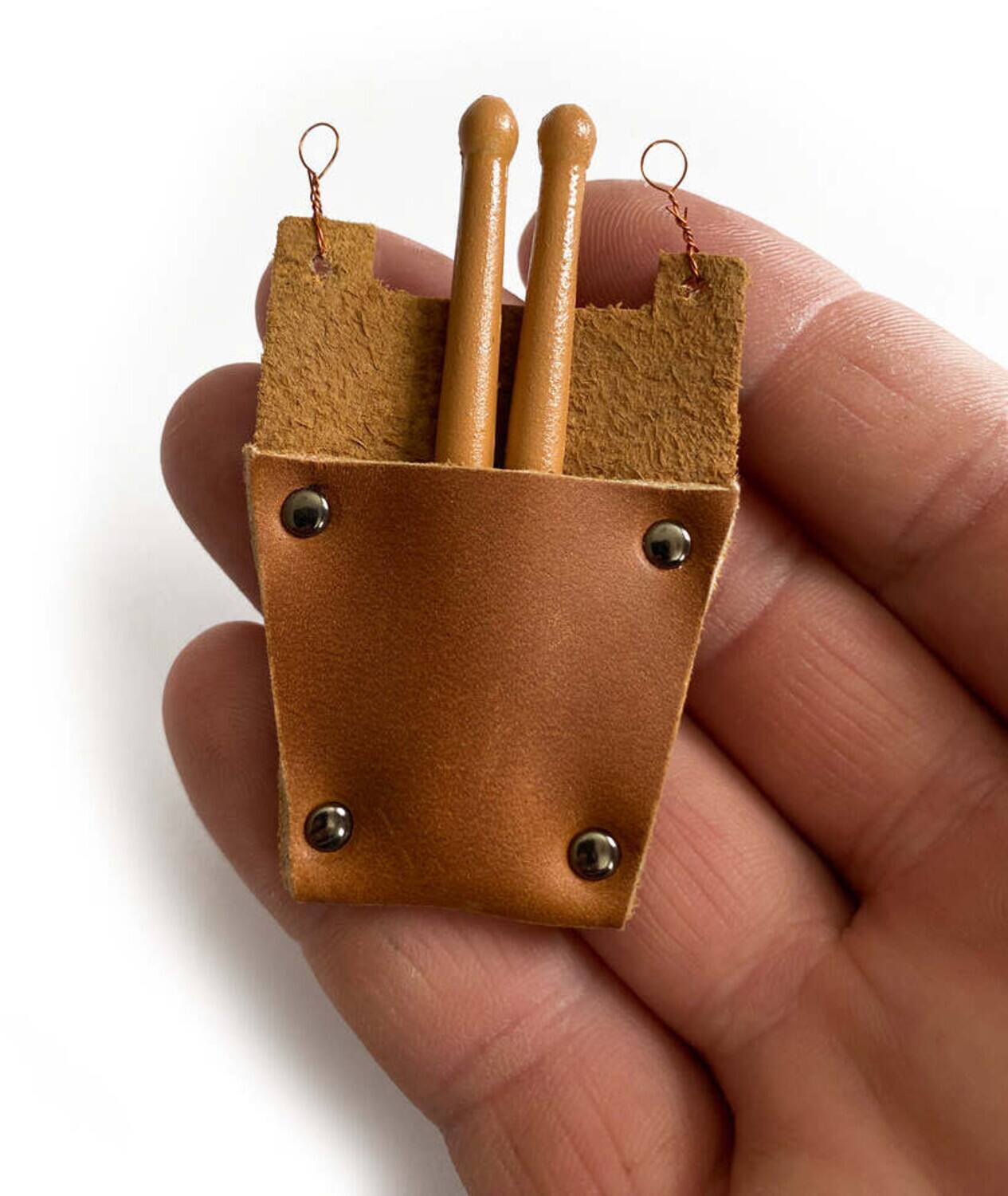 Alt View 1. Axe Heaven - Axe Heaven Leather Drumstick Bag & Drumsticks for 1:4 Scale Drums Mini Replica DB-248   - Collectibles - Multicolor.