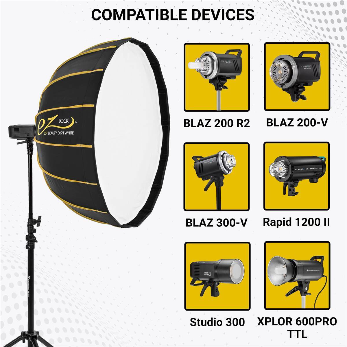 COMPATIBLE DEVICES

- BLAZ 200 R2
- BLAZ 200-V
- BLAZ 300-V
- Rapid 1200 II
- Studio 300
- XPLOR 600PRO TTL