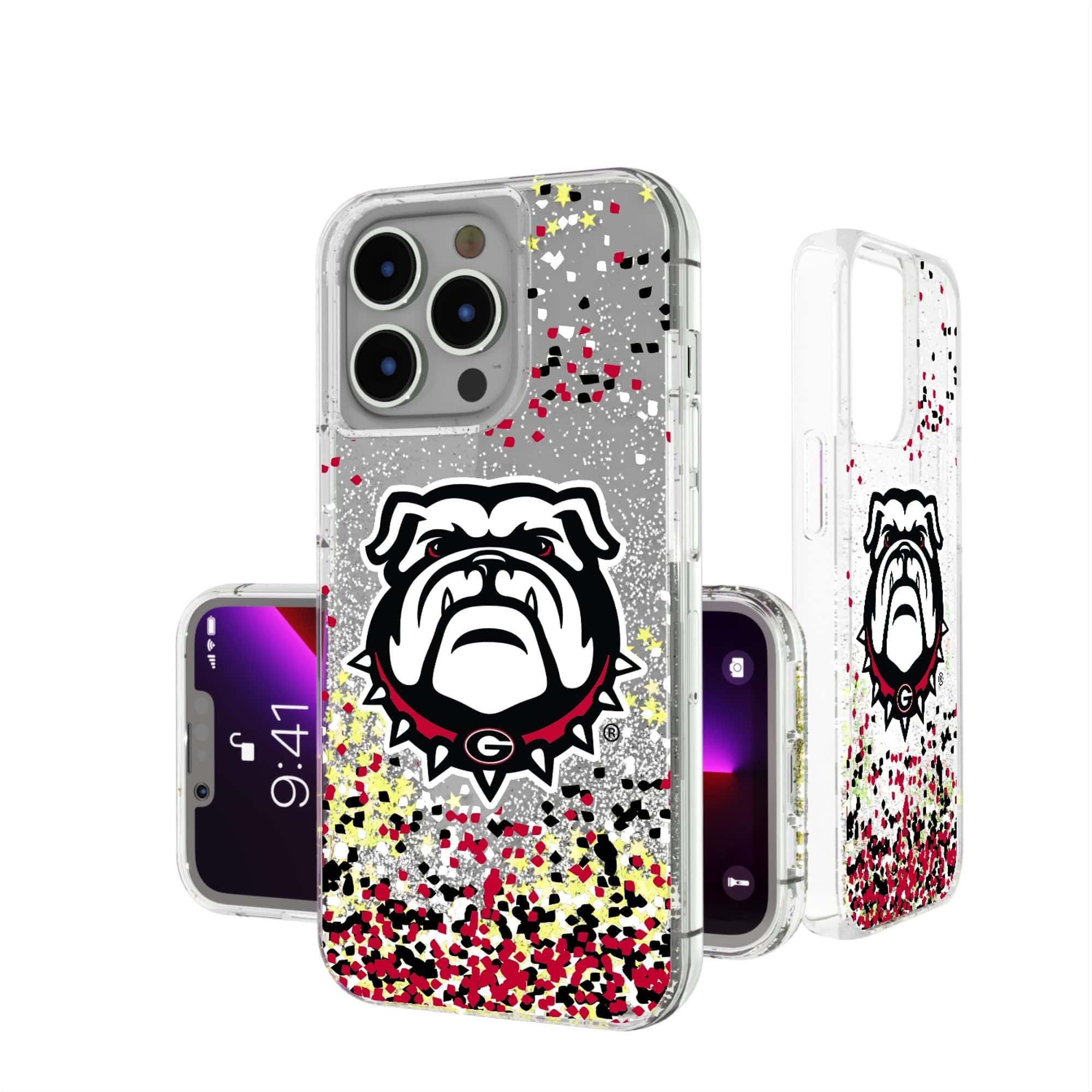 Keyscaper - NCAA - Georgia Bulldogs iPhone Glitter Case with Confetti Design - 16 - Multicolor