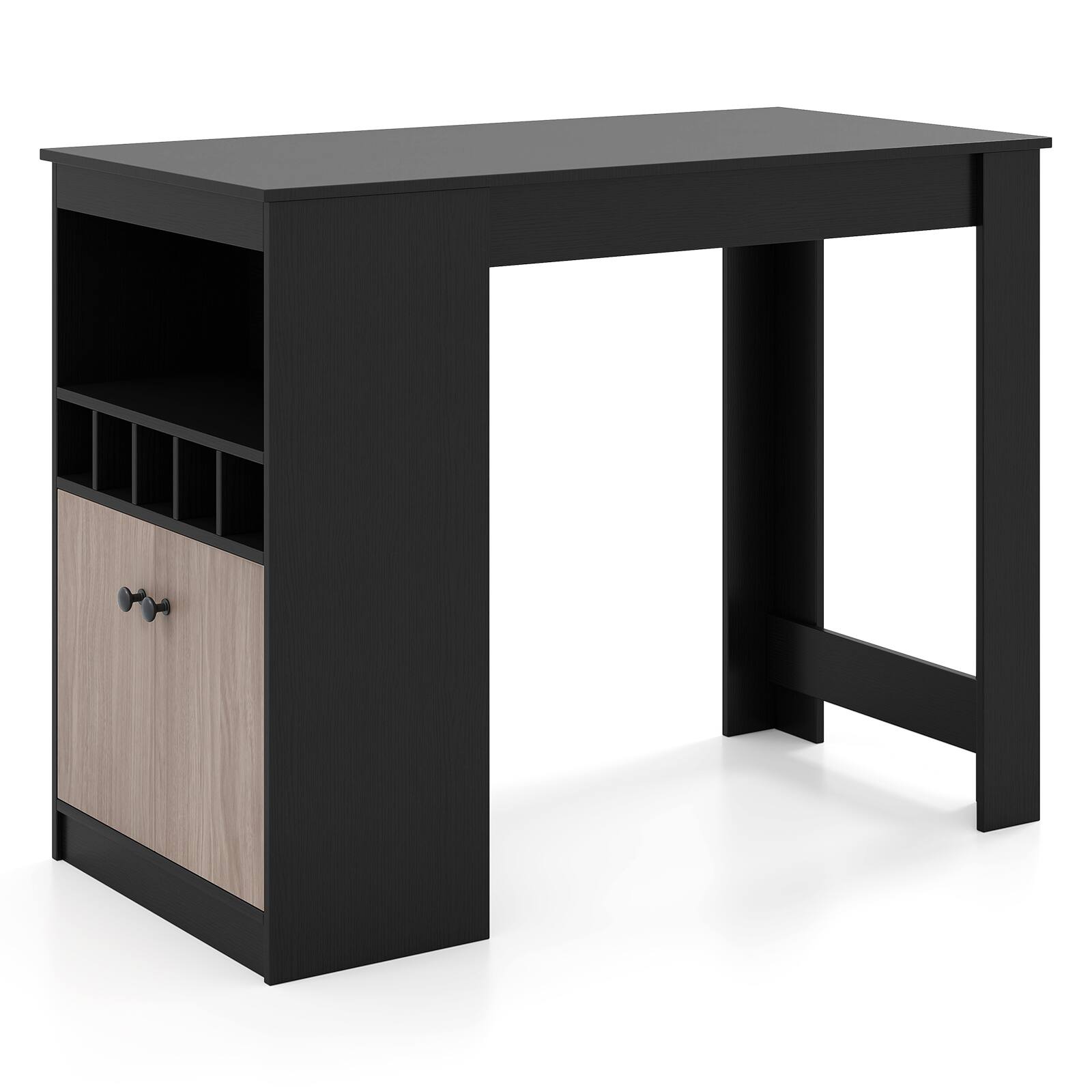Alt View 9. Gymax - Gymax 48'' Bar Table w/ Storage Cabinet & Wine Rack Adjustable Shelf Wine Rack - Black.