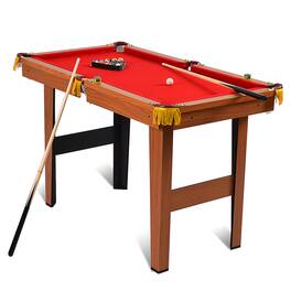 Costway - 48'' Mini Table Top Pool Table Game Billiard Set Cues Balls Gift Indoor Sports - Brown+Red