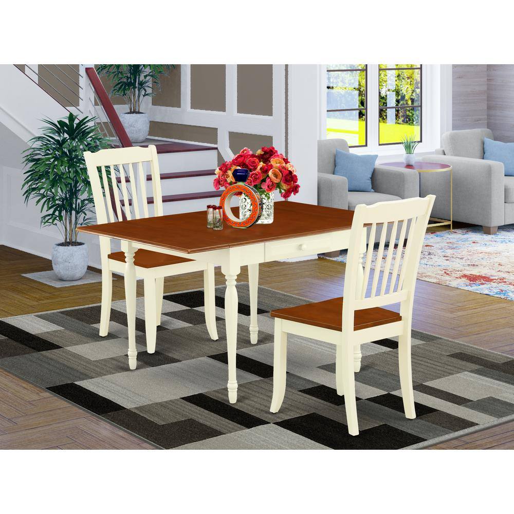 Left. East West Furniture - Dining Room Set Buttermilk & Cherry - Brown.