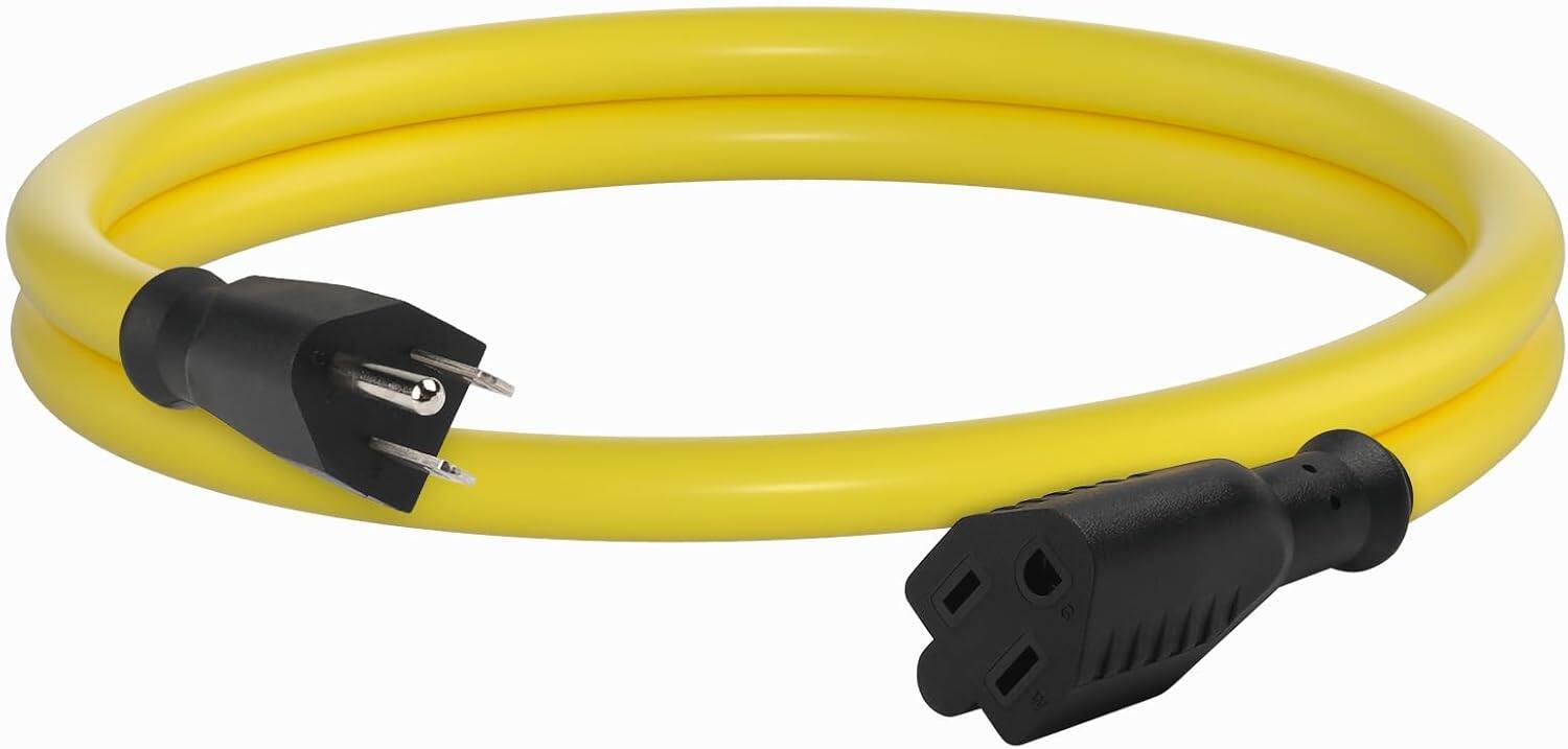 Alt View 4. BN-LINK - BN-LINK 3 ft Outdoor Extension Cord 12/3 SJTW, Heavy Duty, 3-Prong Grounded, 15A, 1875W, Yellow, ETL - Yellow.