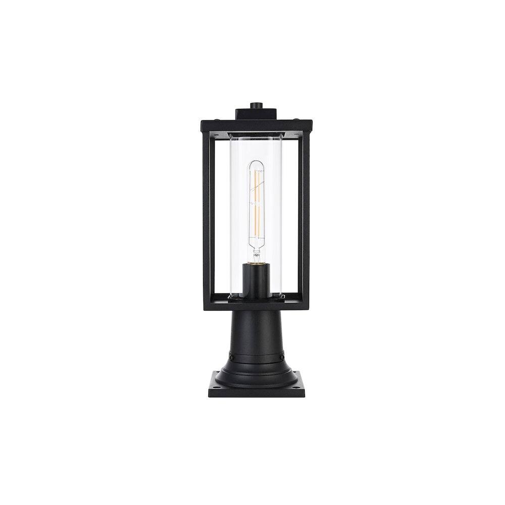 Left. Elegant Lighting - Memphis 7 inch Outdoor Pendant in Black - Black.