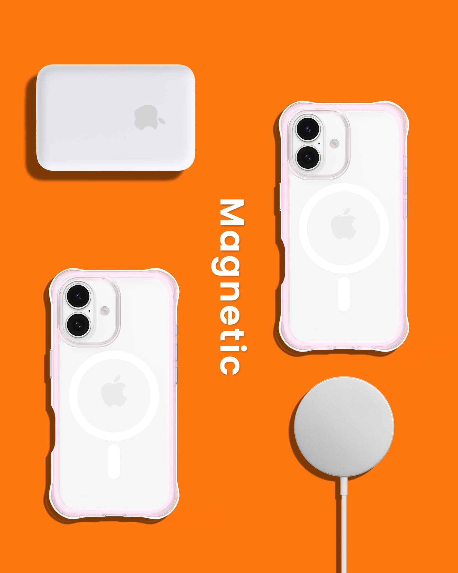 Alt View 6. Ornarto - ORNARTO Air Case for iPhone 16 Clear, Compatible with MagSafe, Military-Grade Drop Protection Cover-Pink - Pink.