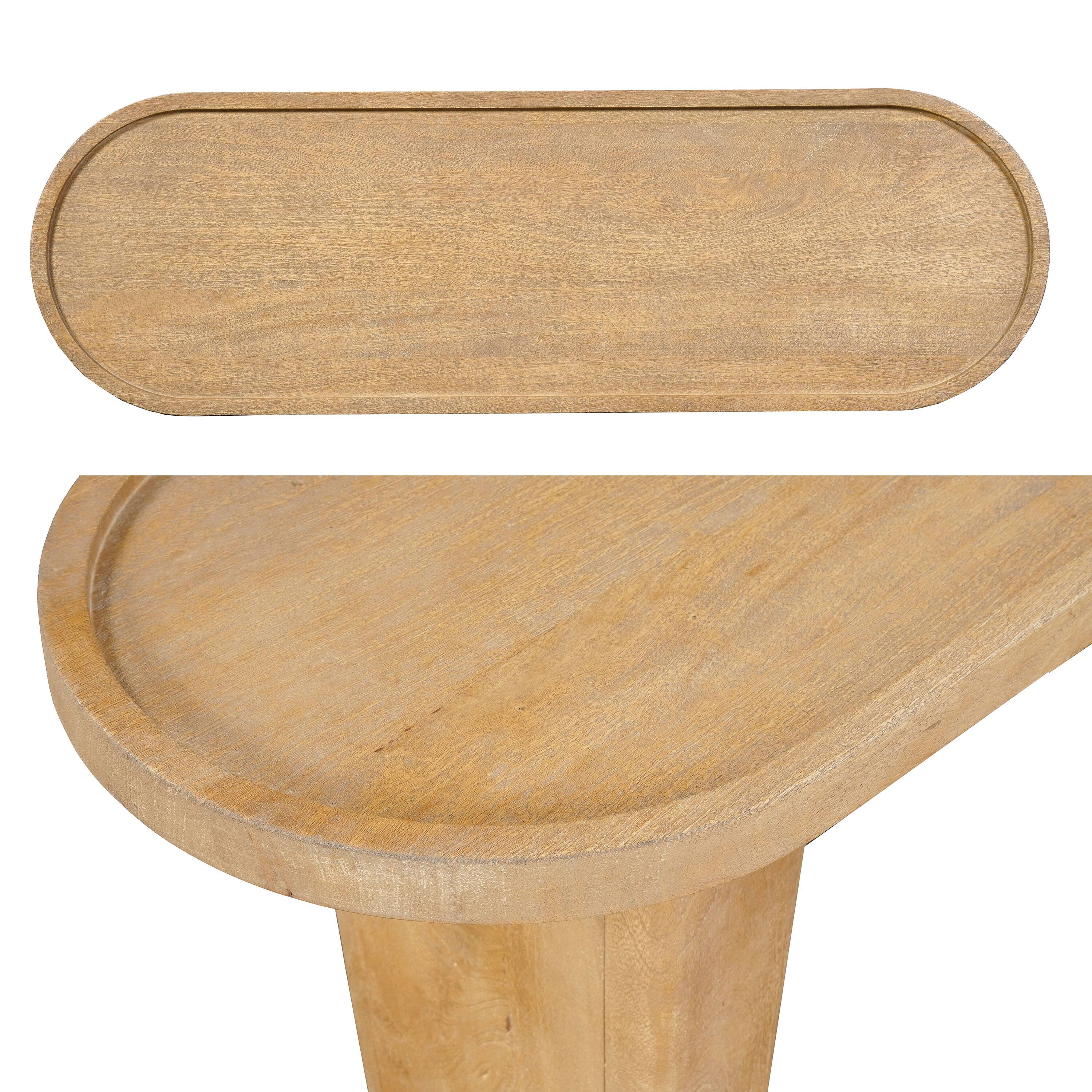 Back. Manhattan Lane - Sofa Console Table, 47 Inch Raised Edge Oval Shape Tray Top, Sandblasted Natural Brown Mango Wood - Natural Brown.