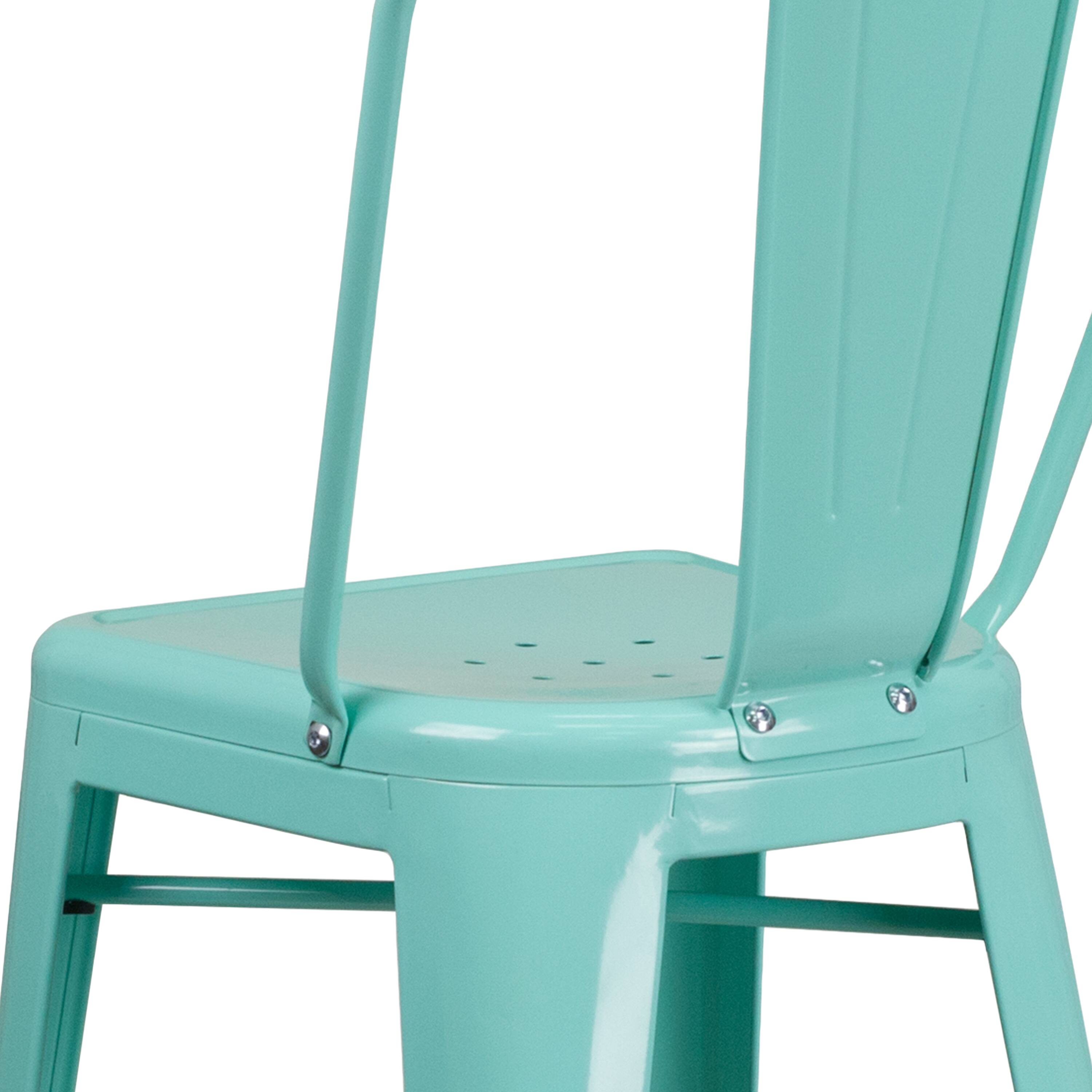 Alt View 9. Emma + Oliver - Commercial Grade 4 Pack 30" High Metal Indoor-Outdoor Barstool with Back - Mint Green.