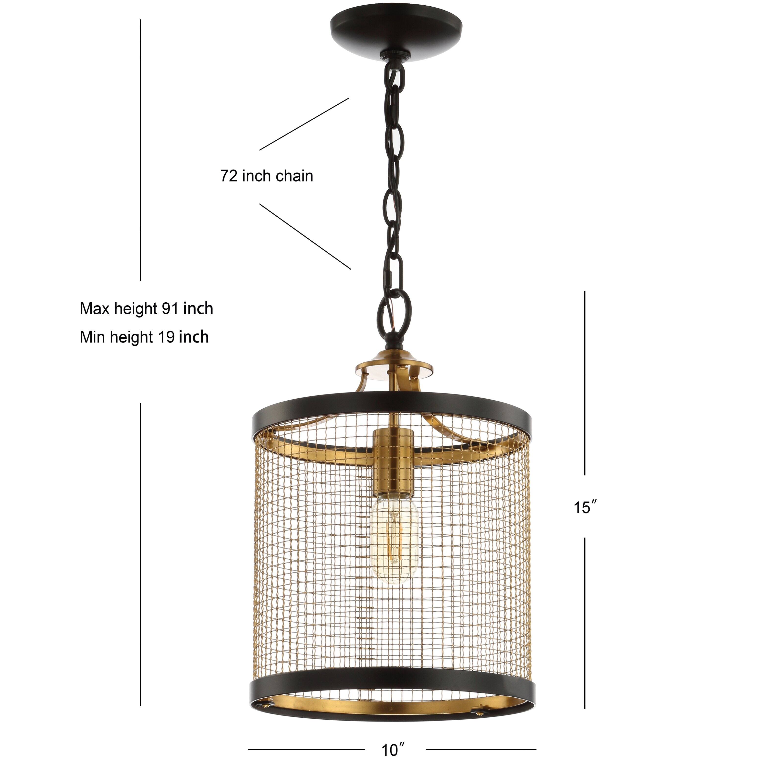 72 inch chain  
Max height 91 inch  
Min height 19 inch  
15"  
10"