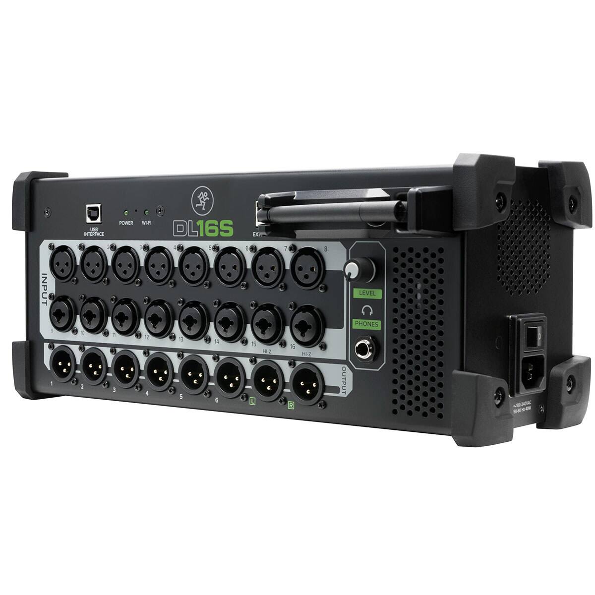 8 INTERFACE e POWER  
- DL16S  
XLR 1-8 INPUT  
0 2 1 4 8 5 HIZ  
LEVEL PHONES OUTPUT  
RC OF -2 15 5 HIZ