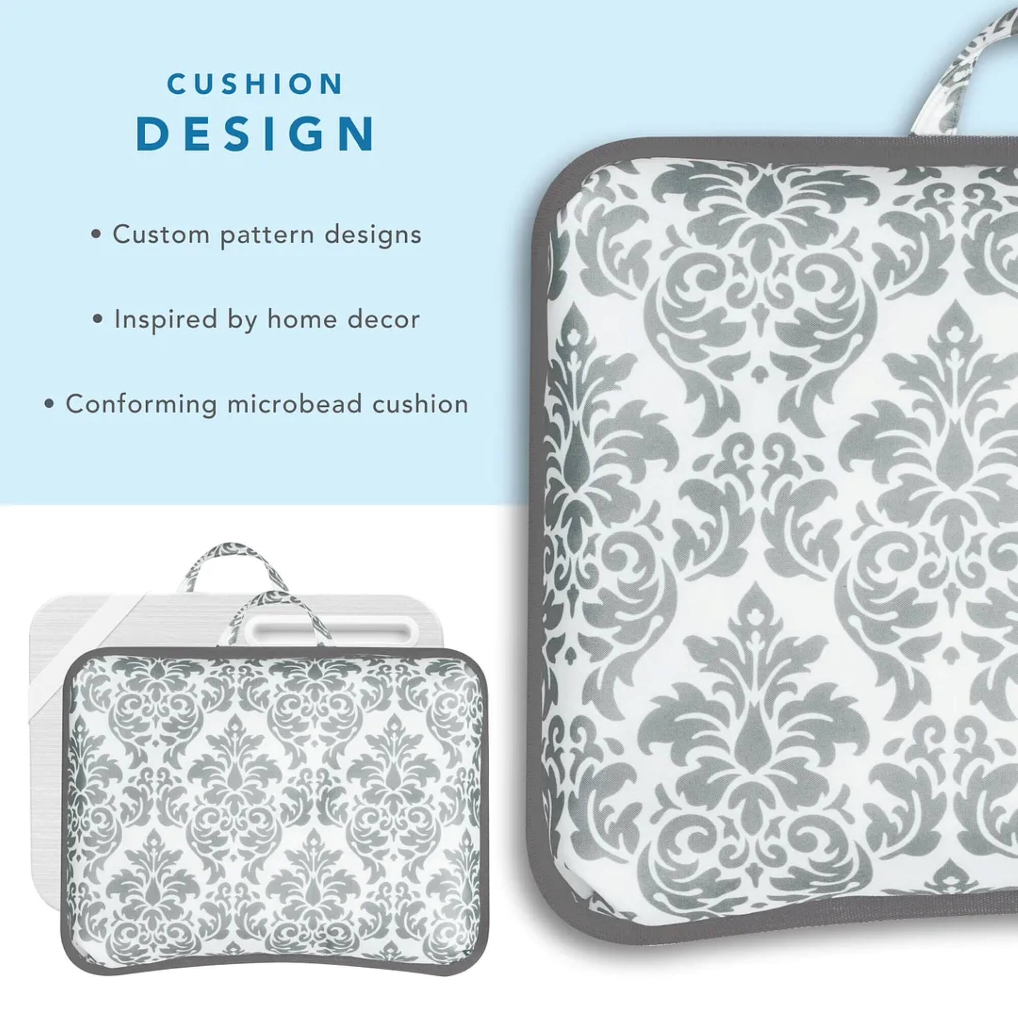 Cushion Design: Custom pattern designs inspired by home decor, conforming microbead cushion.