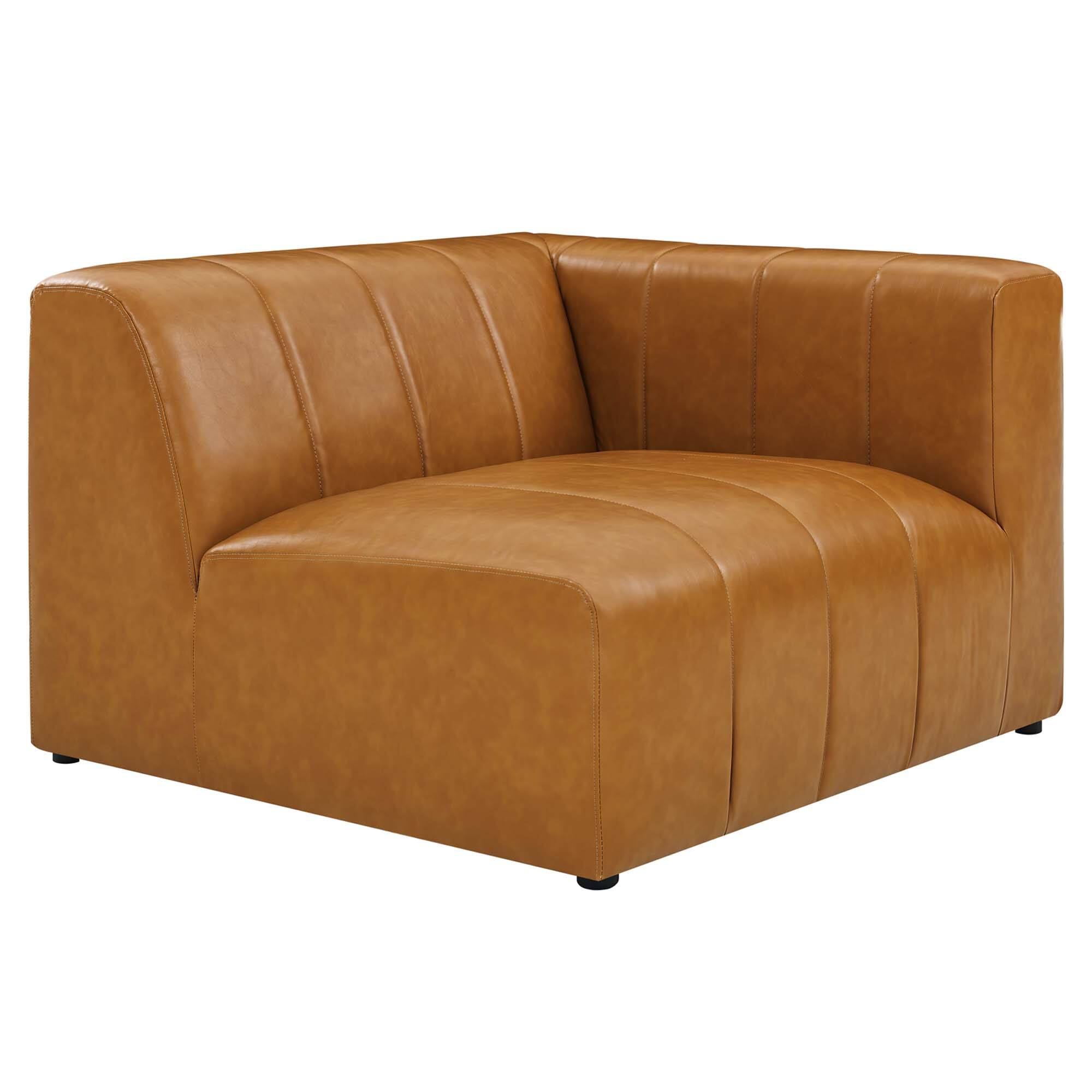 Left. Modway - Bartlett 4-Piece Vegan Leather Sectional Sofa by Modway - Brown.