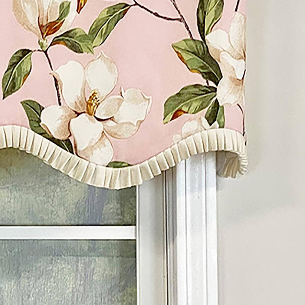Left. RLF Home - RLF Home Magnolia Ruffled Provance Valance Petal Pink. 3" Rod Pocket 50" x 17" - Petal pink.