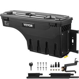VEVOR - Truck Bed Storage Box, Lockable Lid, Waterproof ABS Wheel Well Tool Box 6.6 Gal/20 L - Black