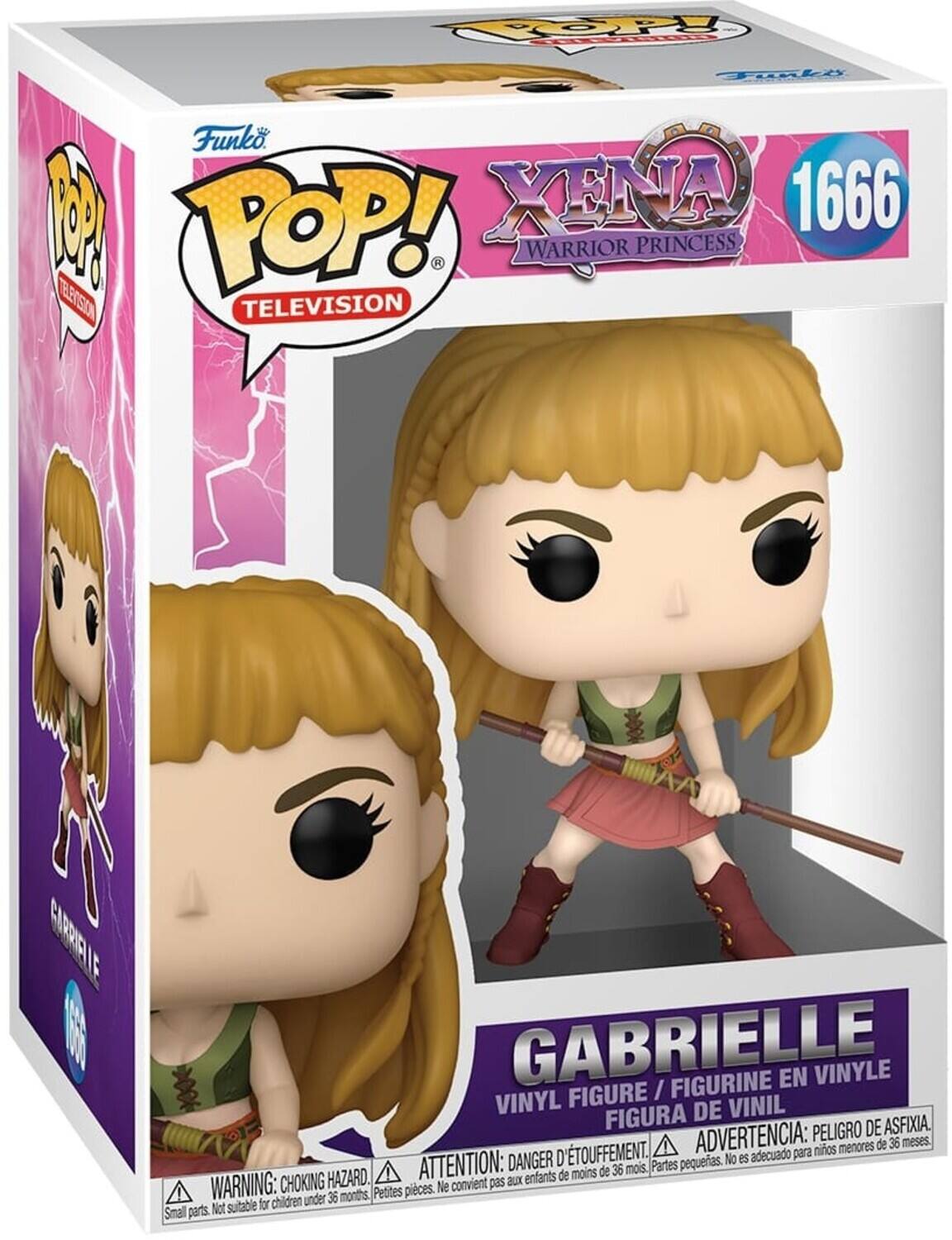 POP! Funko POP! XENA 1666 WARRIOR PRINCESS H EERSION TELEVISION CURRIEIE  GABRIELLE / FIGURINE EN VINYLE VINYL FIGURE VINIL FIGURA DE PELIGRO DE ASFIXIA. D'TOUFFEMENT. ADVERTENCIA: nios menores de 36 meses. DANGER No es adecuado para ATTENTION: de 36 mois. Partes pequeras. HAZARD. enfants de moins WARNING: CHOKING Ne convient pas aux under 36 months, Petites pices. Not suitable for children Smal parts.