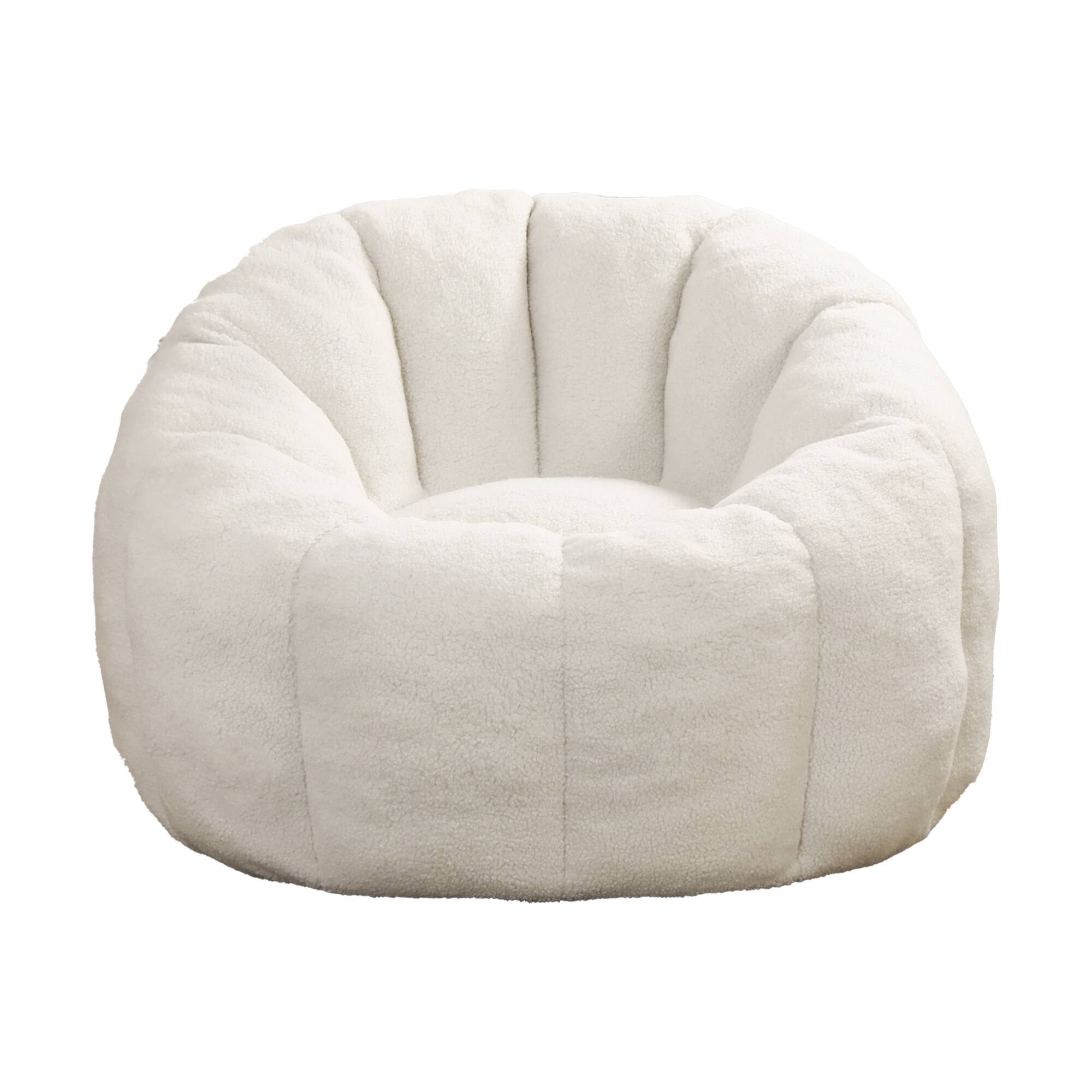 Alt View 4. GOODSILO - Plush Faux Fur Bean Bag Chair with Armrests and Ergonomic Backrest for Ultimate Relaxation in Living Spaces - White.
