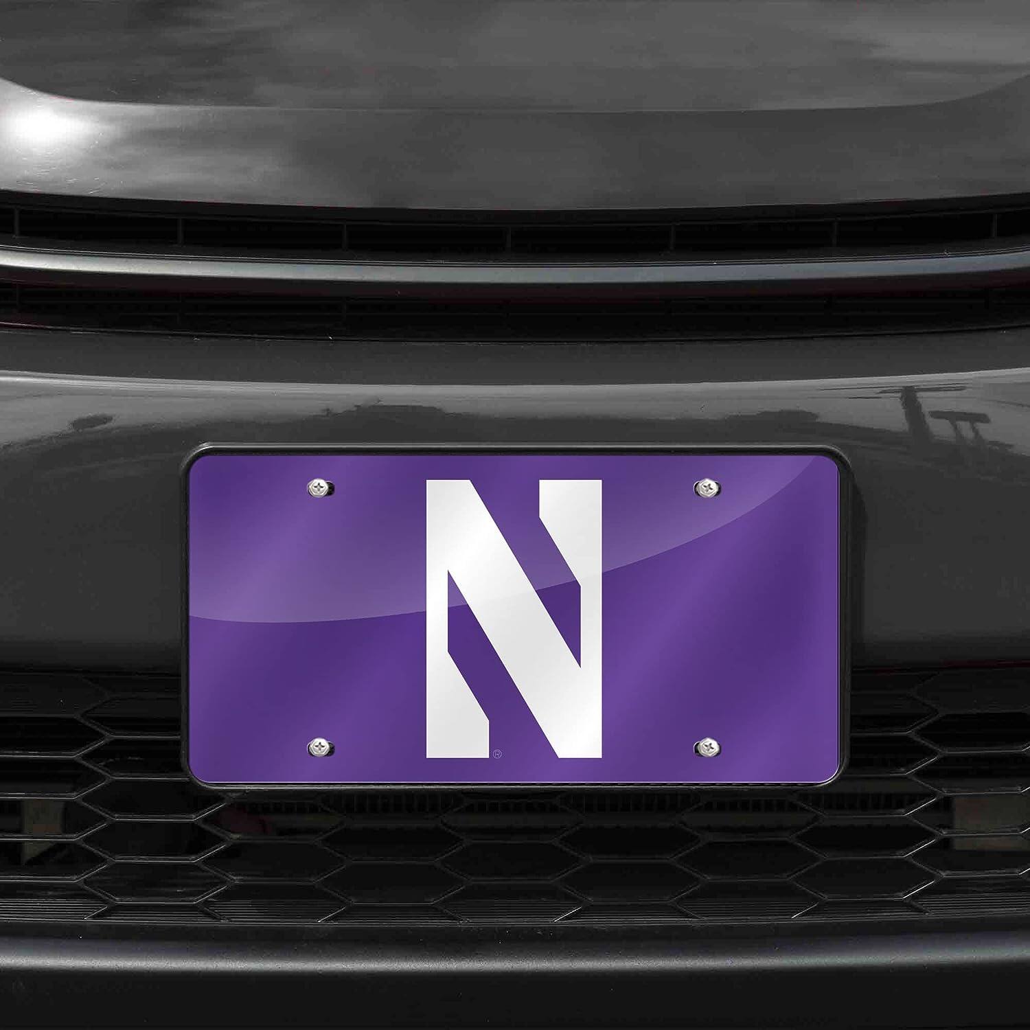 Alt View 1. Rico Industries - Northwestern Wildcats Purple Mirrored Laser Cut License Plate Laser Tag - Multi.