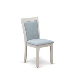 East West Furniture - X026MZ015-5 5-Piece Dining Room Table Set Contains a Dining Table and 4 Baby Blue Padded Chairs - Wire Brushed Linen - Multi-Color