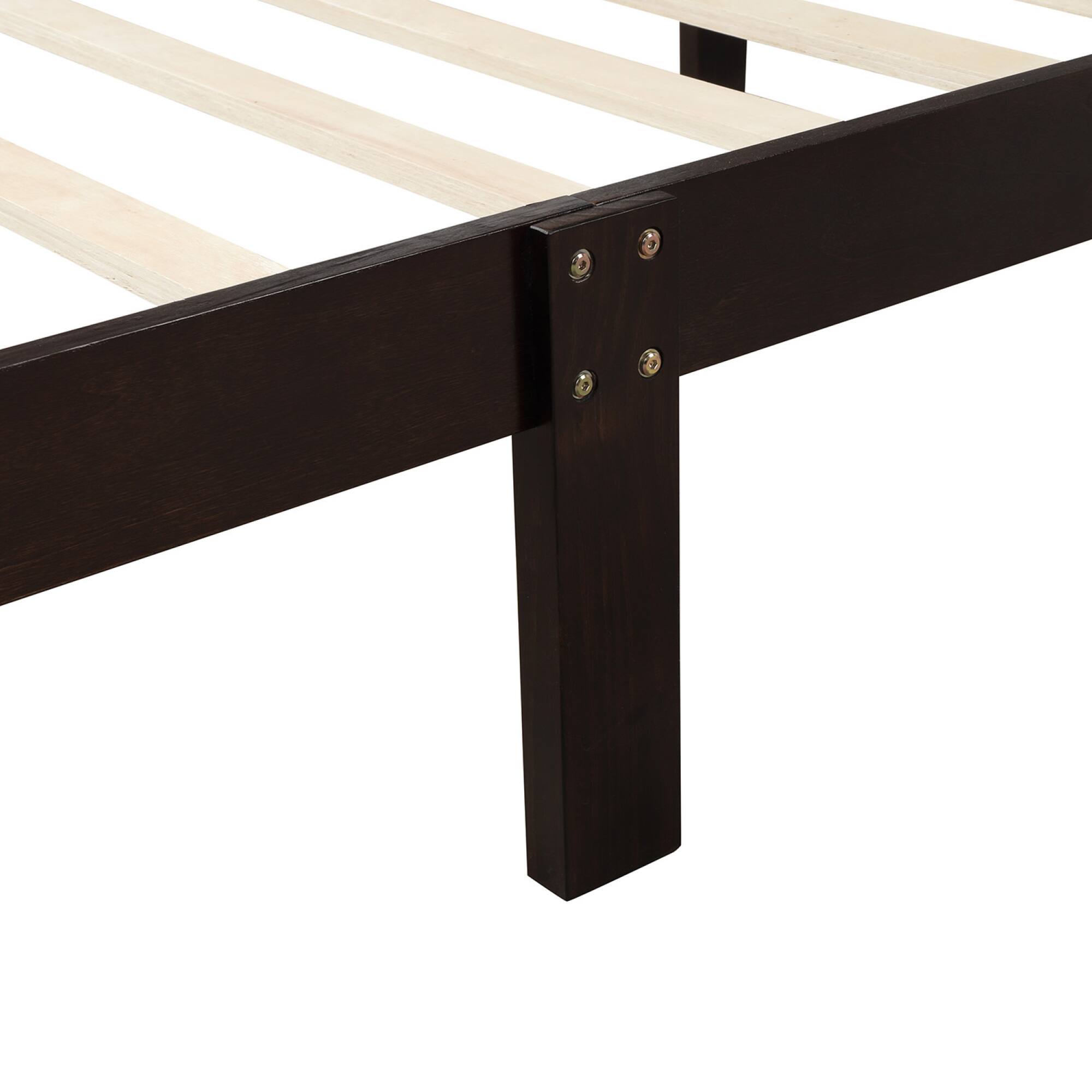 Alt View 7. GOODSILO - Modern Solid Wood Twin Platform Bed Frame with Integrated Headboard and Footboard for Minimalist Bedroom Decor - Espresso.