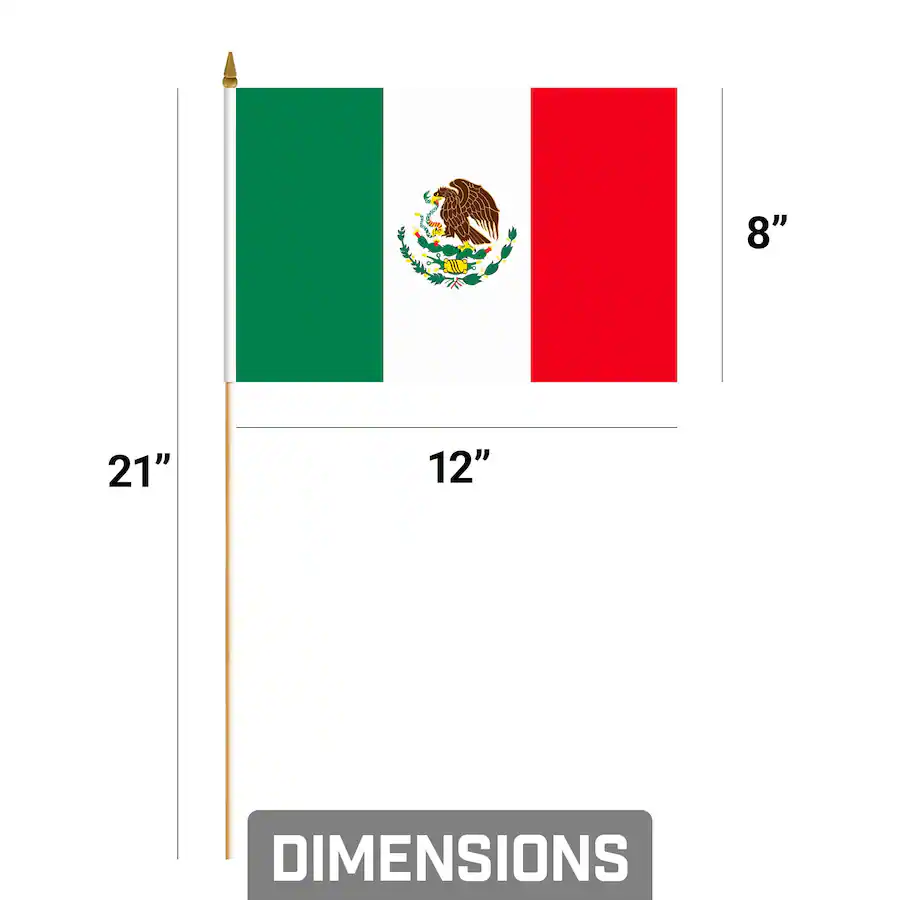 Activity Design Sk Format G128 50 Pack Handheld Mexico Flags, 8 x 12 in, 150D Polyester with ...