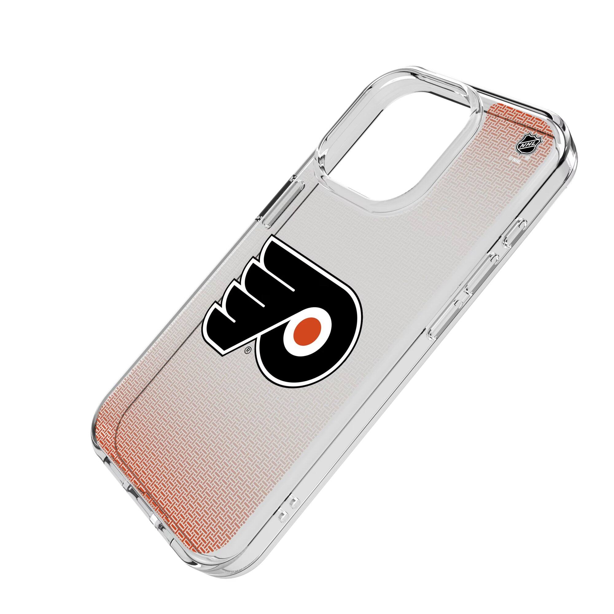 Alt View 1. Keyscaper - Philadelphia Flyers Linen Logo iPhone Clear Case - 16 - Multicolor.