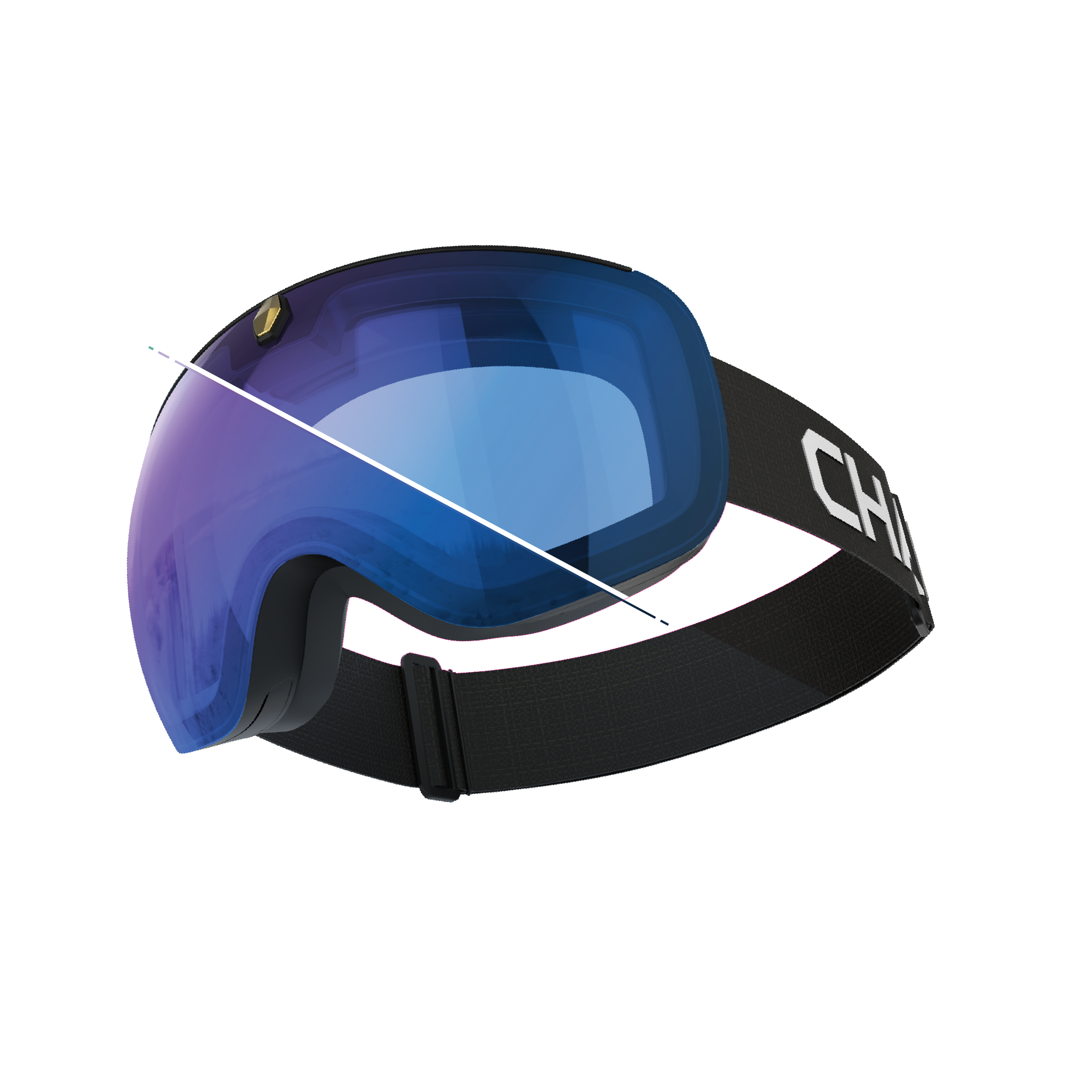 Alt View 4. Chamelo - Aroza Adjustable Tint Sport Goggles - Black / Gold | Blue.