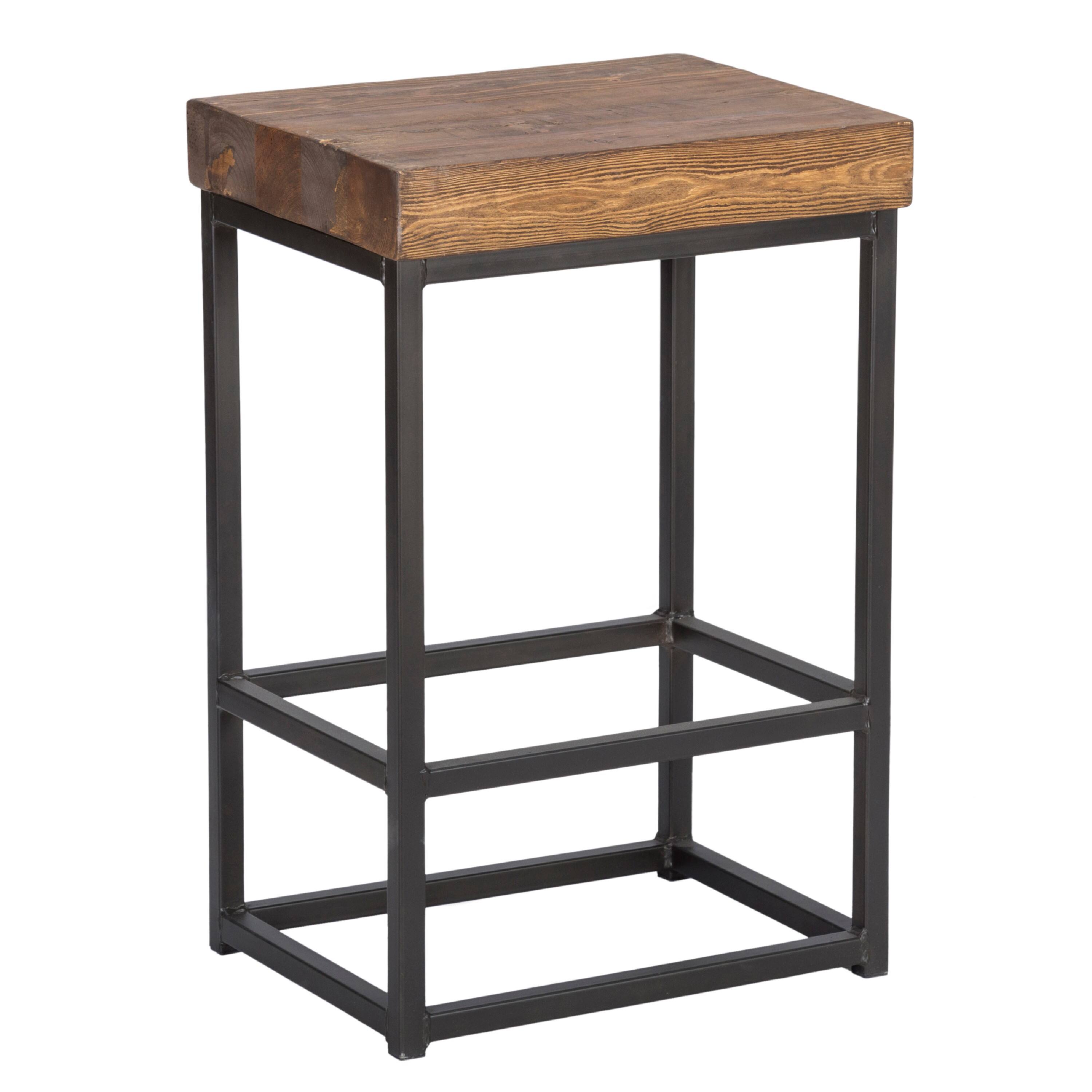 Manhattan Lane Iron Base Counter Height Stool with Pine Wood SeatViet ...