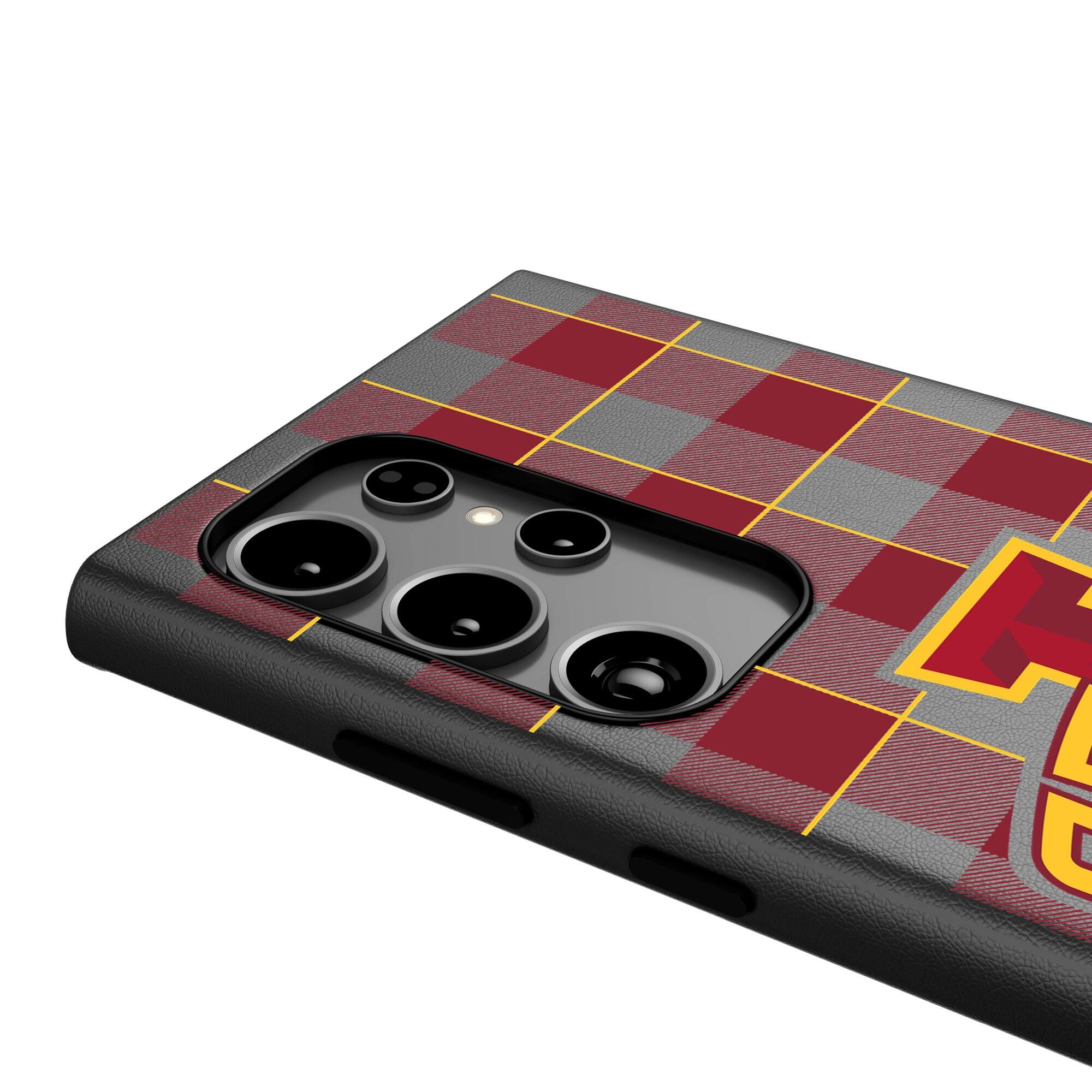 Alt View 3. Keyscaper - Iowa State Cyclones Plaid Galaxy Magnetic Bump Case - S24 Ultra - Black.