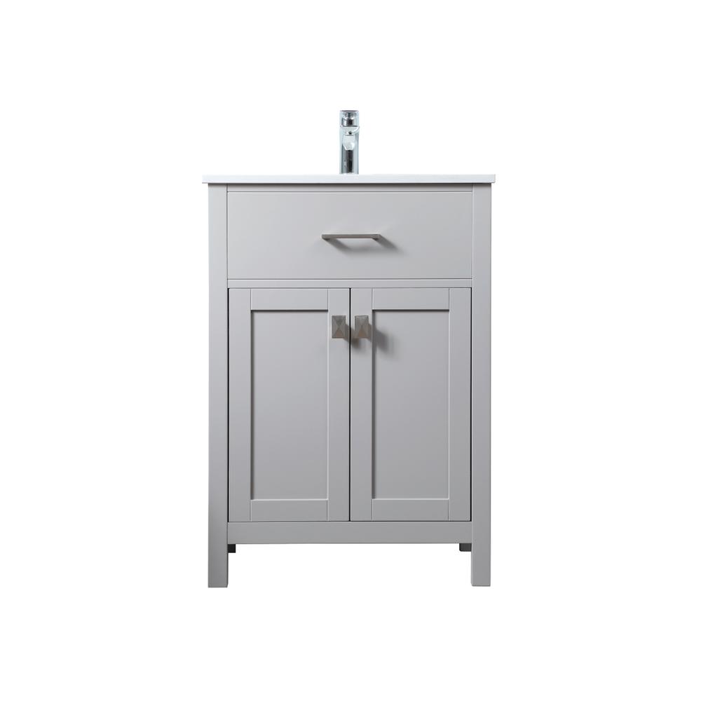 Alt View 10. Elegant Kitchen and Bath - 24 Inch SIngle Bathroom Vanity In Grey - Grey.