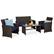 Front. Best Choice Products - Best Choice Products 4-Piece Outdoor Wicker Patio Conversation Furniture Set w/ Table, Cushions - Brown/Navy - Brown/Navy.