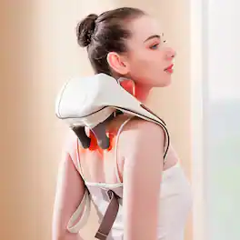 Cubilan - Cordless Neck Shoulder Massager with Heat Deep Tissue Shiatsu Muscle Relaxer - White