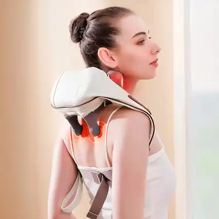 Front. Cubilan - Cordless Neck Shoulder Massager with Heat Deep Tissue Shiatsu Muscle Relaxer - White.