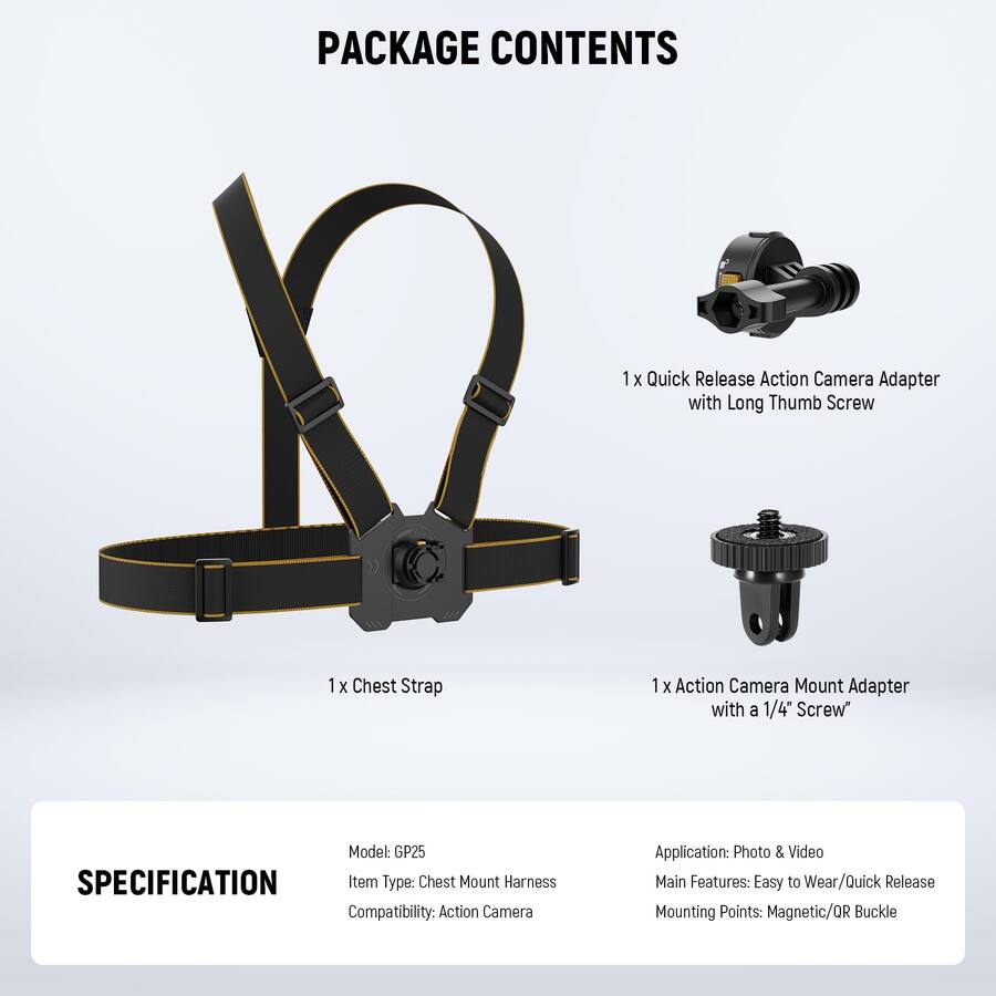 Neewer Chest Mount Harness for Action Cameras Magnetic Quick Release ...