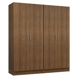 Madesa - 4 Doors Wardrobe with Ample Shelves and Hanging Space 63"L - Rustic - Brown