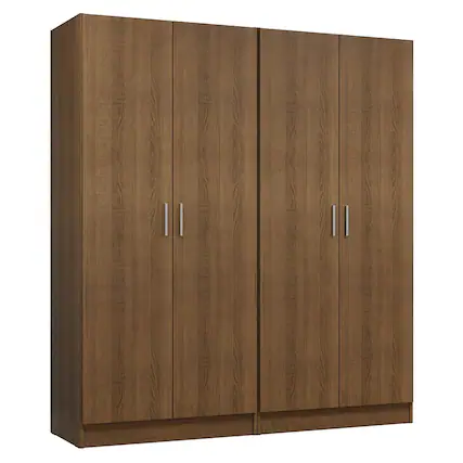 Front. Madesa - Madesa 4 Doors Wardrobe with Ample Shelves and Hanging Space 63"L - Rustic - Brown.