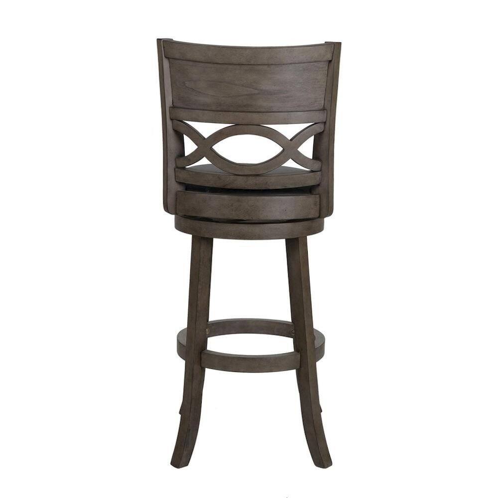 Back. FurniFact - Gray Wood Swivel Bar Stool Set of 2 - Grey.