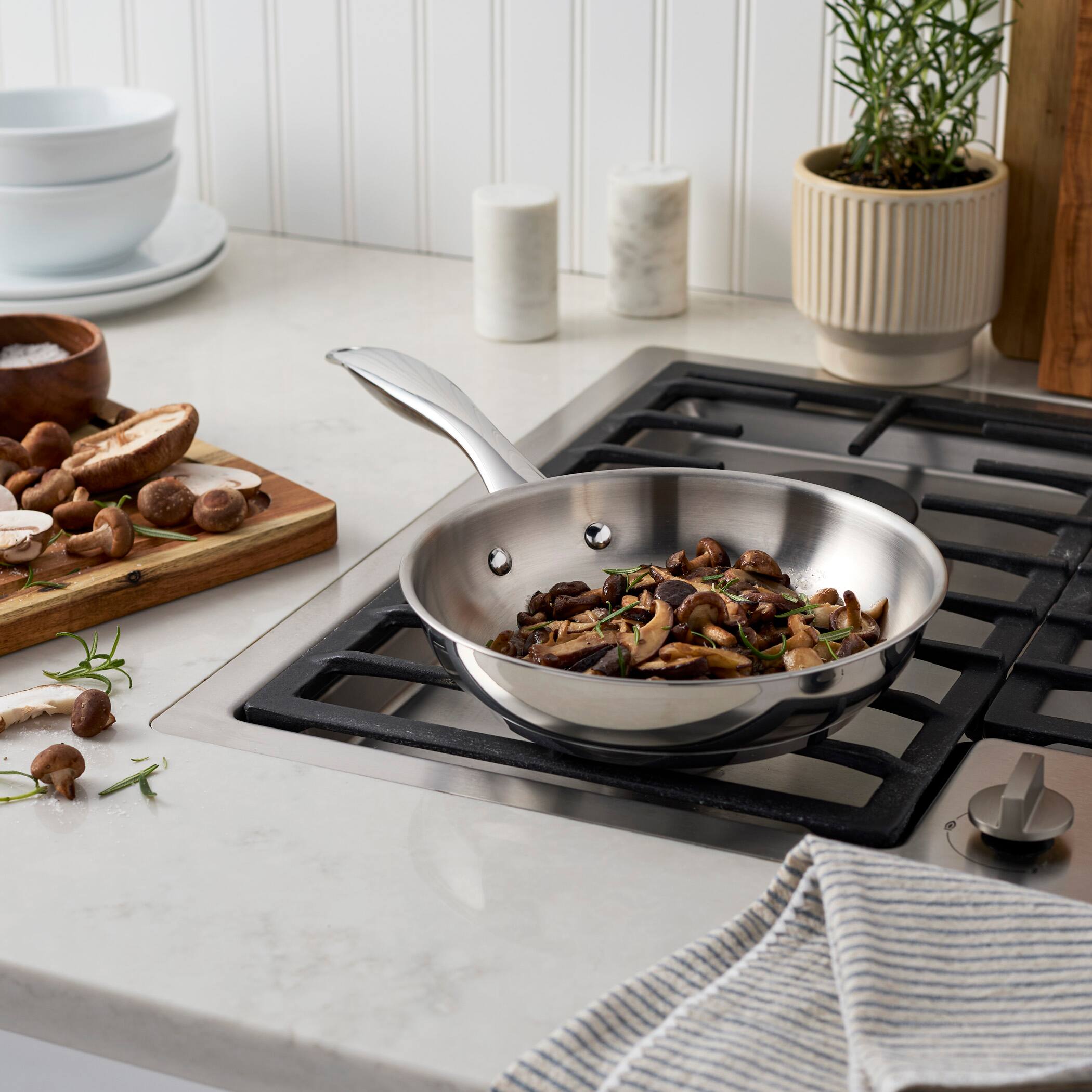 Alt View 4. Henckels - Henckels Aragon 8-inch Stainless Steel Fry Pan - Stainless Steel.