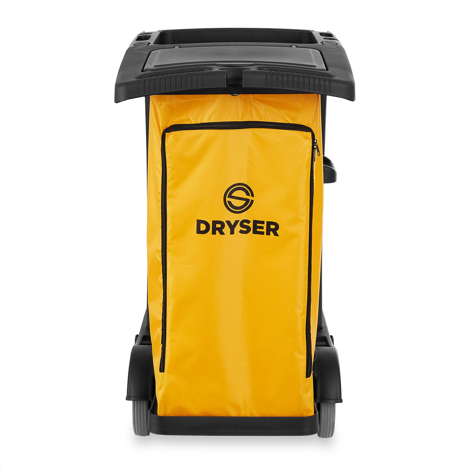 Alt View 1. Dryser - Commercial Janitorial Cleaning Cart w/ Cover - Shelves - Black - Gray.