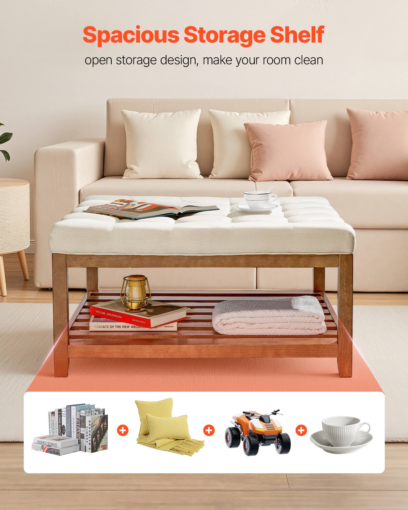 Spacious Storage Shelf  
open storage design, make your room clean