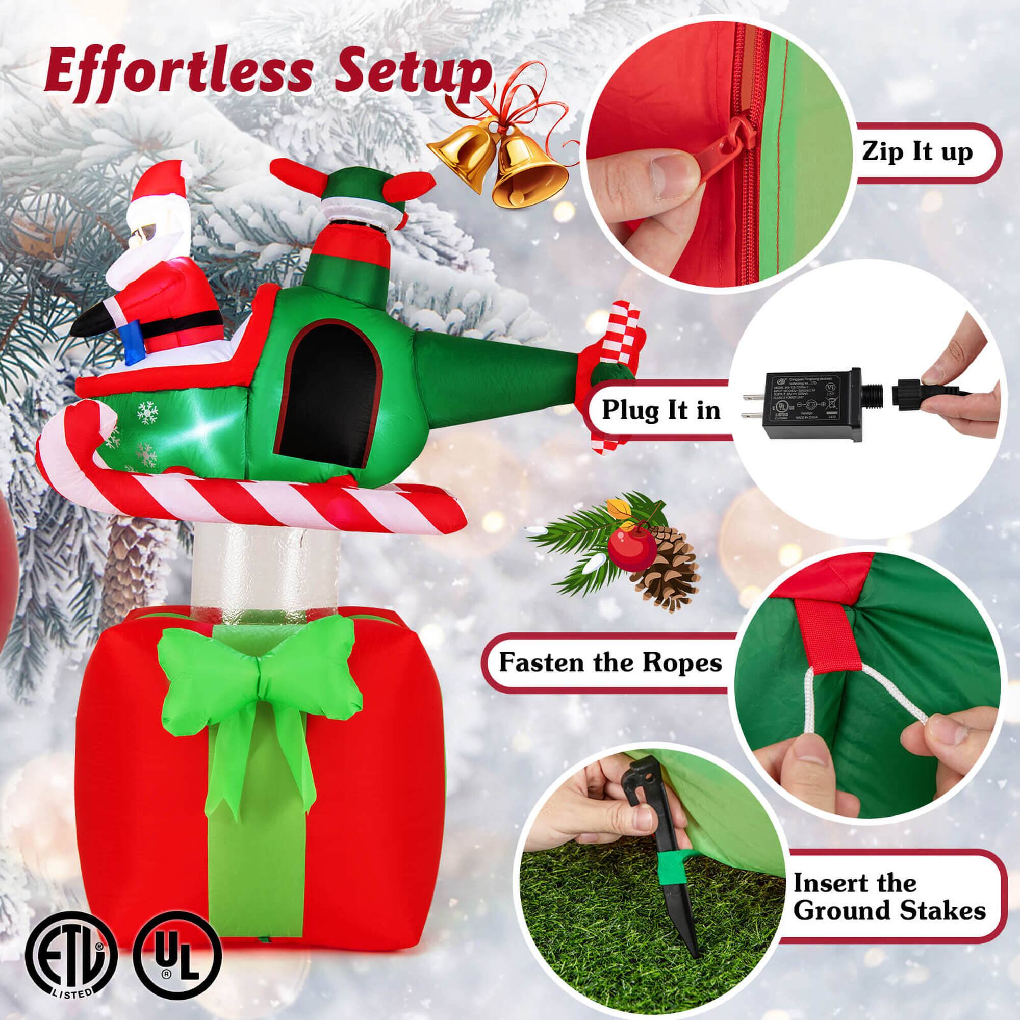 Effortless Setup

1. Zip It up
2. Plug It in
3. Fasten the Ropes
4. Insert the Ground Stakes

ETD LISTED
UL LISTED