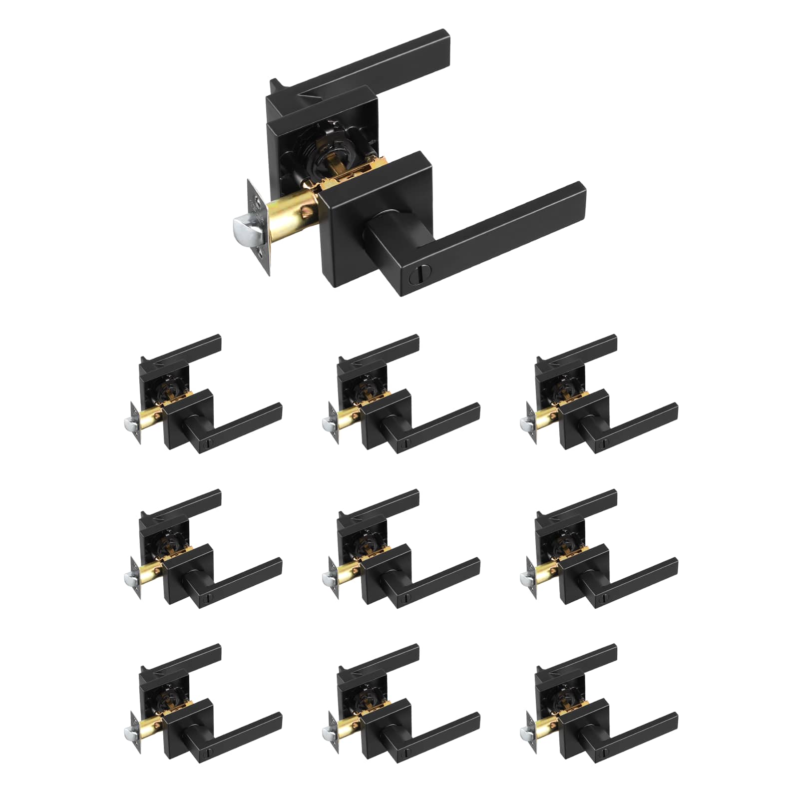 VEVOR - Privacy Door Handle, 10 Pack Matte Door Lever, Left or Right Handing Reversible Lever with Keyless Lock - Black