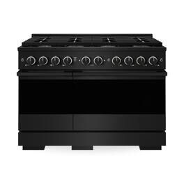 ZLINE - 48 in. 6.7 cu. ft. Marino Dual Fuel Freestanding Range with Gas Cooktop and 8 Brass Burners in Black Stainless Steel - Black Stainless Steel