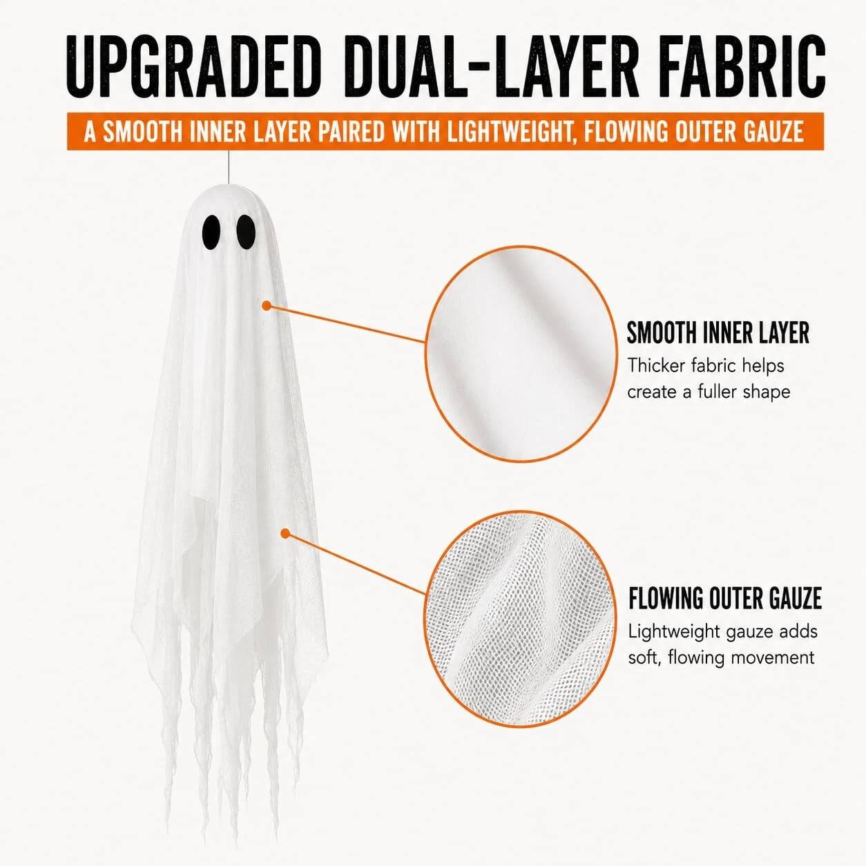UPGRADED DUAL-LAYER FABRIC  
A SMOOTH INNER LAYER PAIRED WITH LIGHTWEIGHT, FLOWING OUTER GAUZE  

SMOOTH INNER LAYER  
Thicker fabric helps create a fuller shape  

FLOWING OUTER GAUZE  
Lightweight gauze adds soft, flowing movement